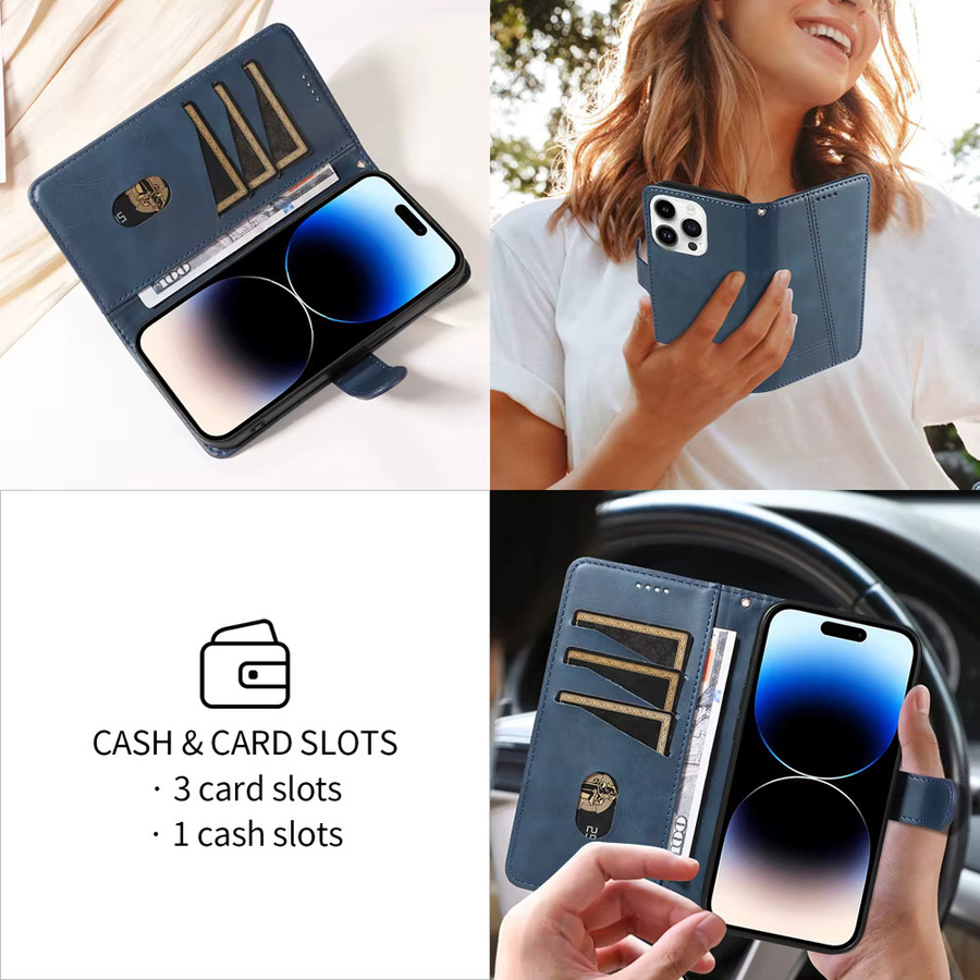 Magnetische Lederhülle für Huawei Honor X9 X9A X9B X9C X9D X8 X8A X8B X8C X7 X6 X5 Smart Wallet mit Kartensteckplätzen in Schwarz oder Blau - Bild 5