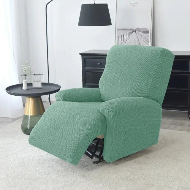 4-teiliges Set elastische Sofabezüge in Grün, rutschfeste Stretch-Schonbezüge aus Jacquard-Polyester für Sessel und Couch - Bild 1