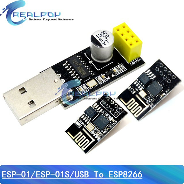 REALPOY ESP-01 Programmierer Adapter mit CH340G USB zu ESP8266 UART GPIO0 Schwarz - Bild 1