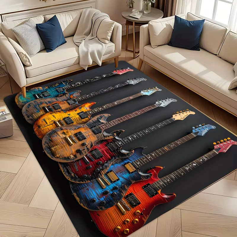 VIKAMA Elektrische Gitarre Teppich Weiche Bodenmatte für Wohnzimmer und Schlafzimmer - Bild 2