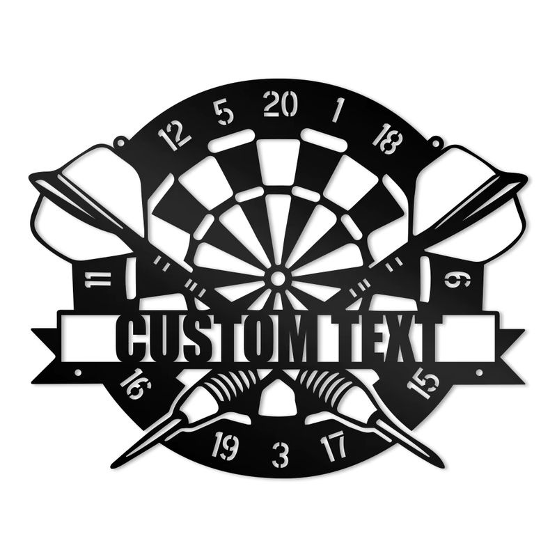 Personalisierte Metall-Wandtafel mit Dartboard-Design in Schwarz zur Wandmontage für Kinderzimmer und Wohnraum - Bild 3