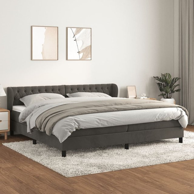 vidaXL Boxspringbett Hybrid mit Matratze und Taschenfederkern, Dunkelgrau, B/T: 200 x 200 cm - Bild 3