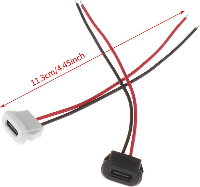Wasserdichter USB-C Typ C Stecker mit 2Pin Schnittstelle und Schweißdraht Buchse in Schwarz und Multicolour - Bild 1