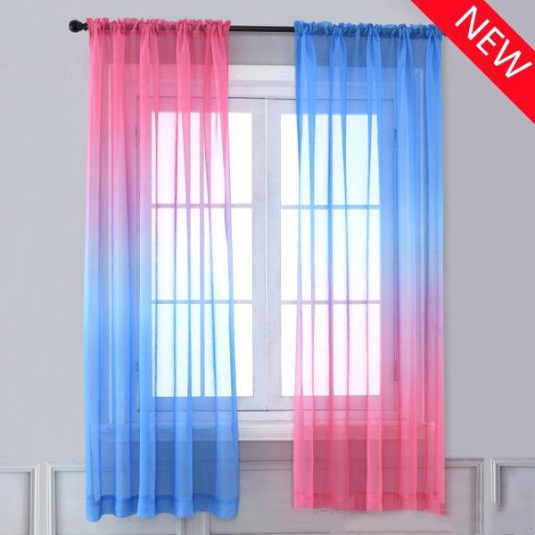 Transparenter Organza-Voile-Vorhang mit Farbverlauf von Big C Home Decor in Blau, Breite: 132 cm, Länge: 160 cm - Bild 1