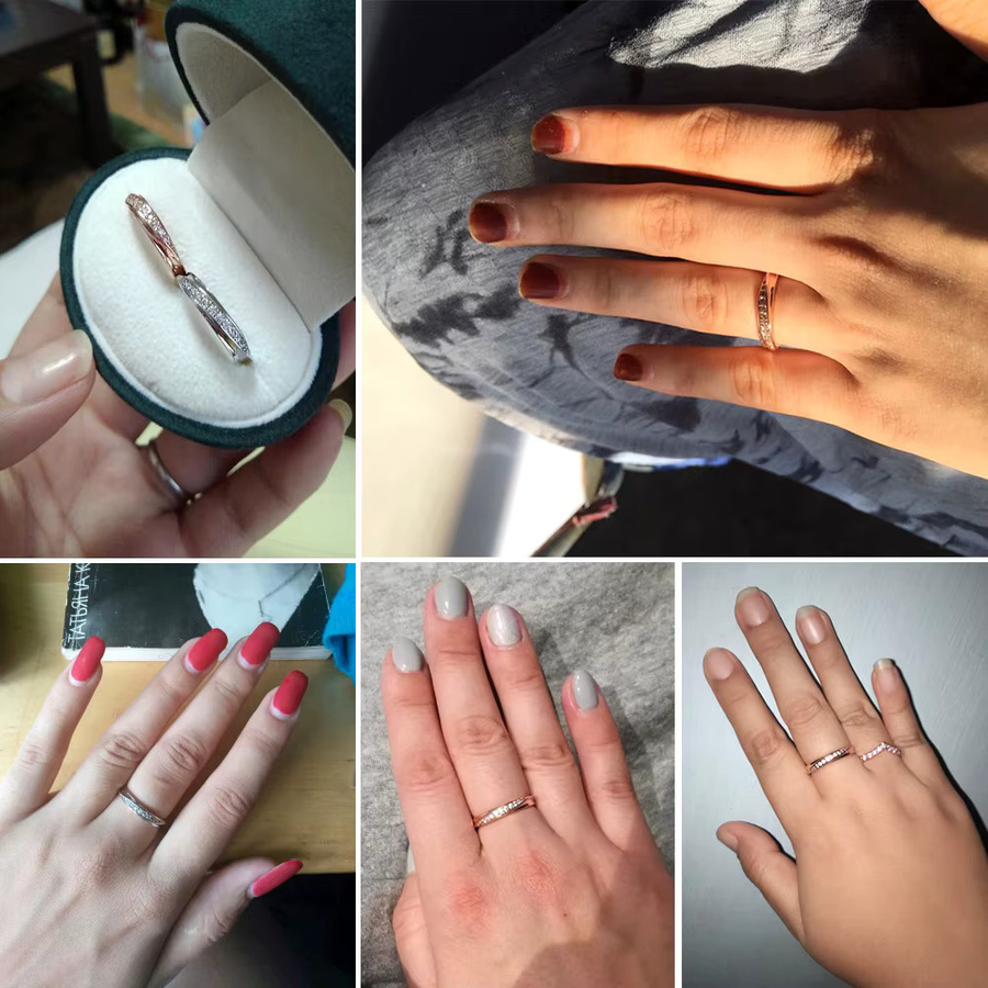 ZHOUYANG Ehering, Zirkonia, Roségold, Damen - Bild 2