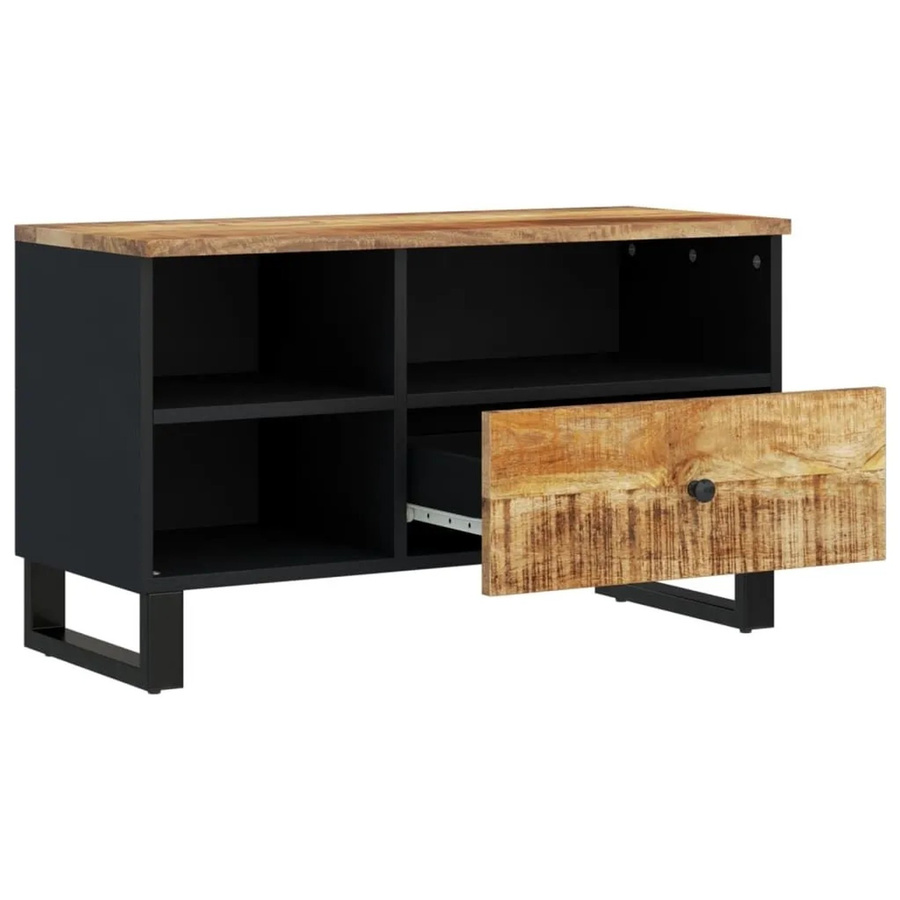 vidaXL TV-Schrank aus Mango Massivholz und Holzwerkstoff in Hellbraun, B/T/H: 80 x 33 x 46 cm - Bild 2