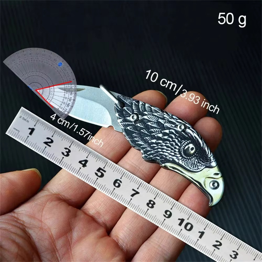 Kreatives Mini-Klappmesser mit Adlerkopf aus Edelstahl in Silber als EDC-Schlüsselanhänger für Outdoor-Einsätze - Bild 5