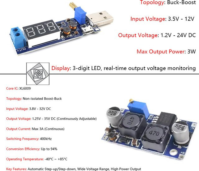 XL6009 Boost-Abwärtswandler DC-DC-Spannungsregler Blau, 3,8–32 V auf 1,25–35 V, 3 A - Bild 1