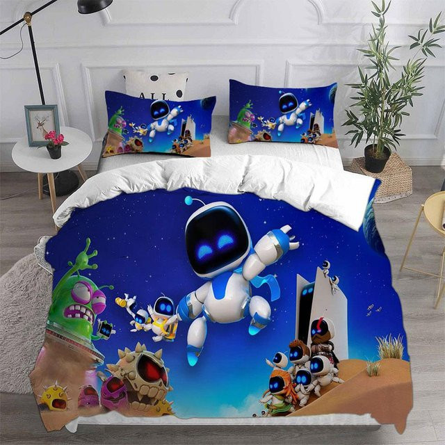 ASTRO BOT Bettwäscheset von JMG Household Supplies in Blau, 2-teiliges Set aus Mikrofaser bestehend aus Bettbezug und Kissenbezug, B/H: 210 x 210 cm - Bild 1