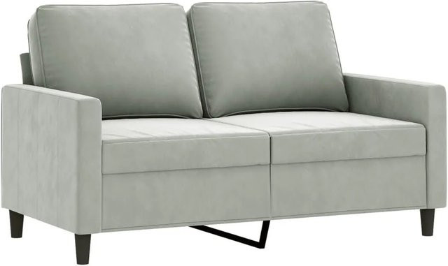 vidaXL 2-Sitzer-Sofa in Hellgrau aus Samt mit Metallrahmen, Breite: 138 cm, Tiefe: 80 cm, Höhe: 77 cm - Bild 1