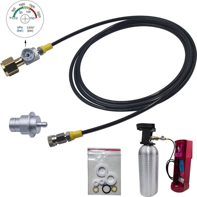 BAZUKA Soda-Wassermaschine Terra DUO Art Externer CO2-Tankfülladapter mit 2,5 m Schlauchlehre-Set und Füllstation für Kohlendioxid-Zylinder - Bild 1