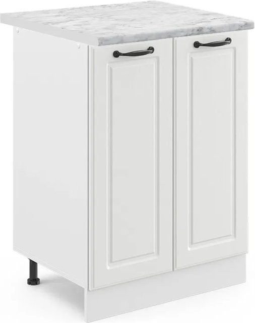 Vicco Küchenunterschrank R-Line in Weiß im Landhausstil mit Marmor-Optik, B/T/H: 60 x 60 x 81,6 cm - Bild 1
