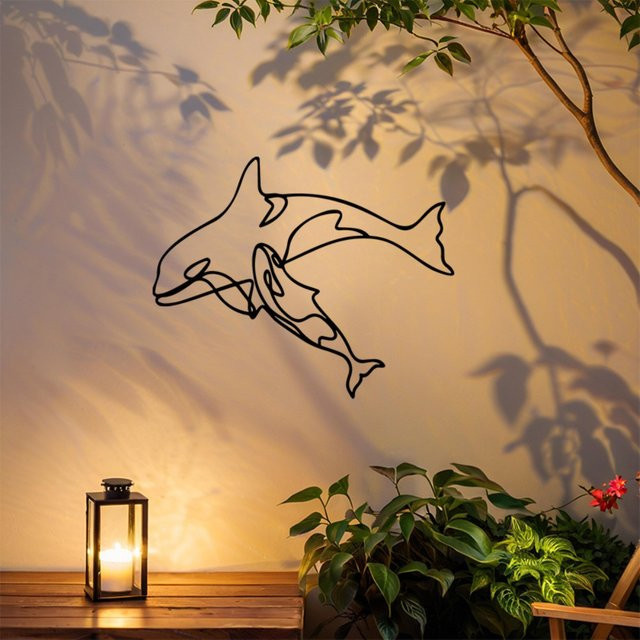 CIFBUY Retro Orca Metall-Wandkunst Meerestier-Dekoration für dein Zuhause - Bild 1