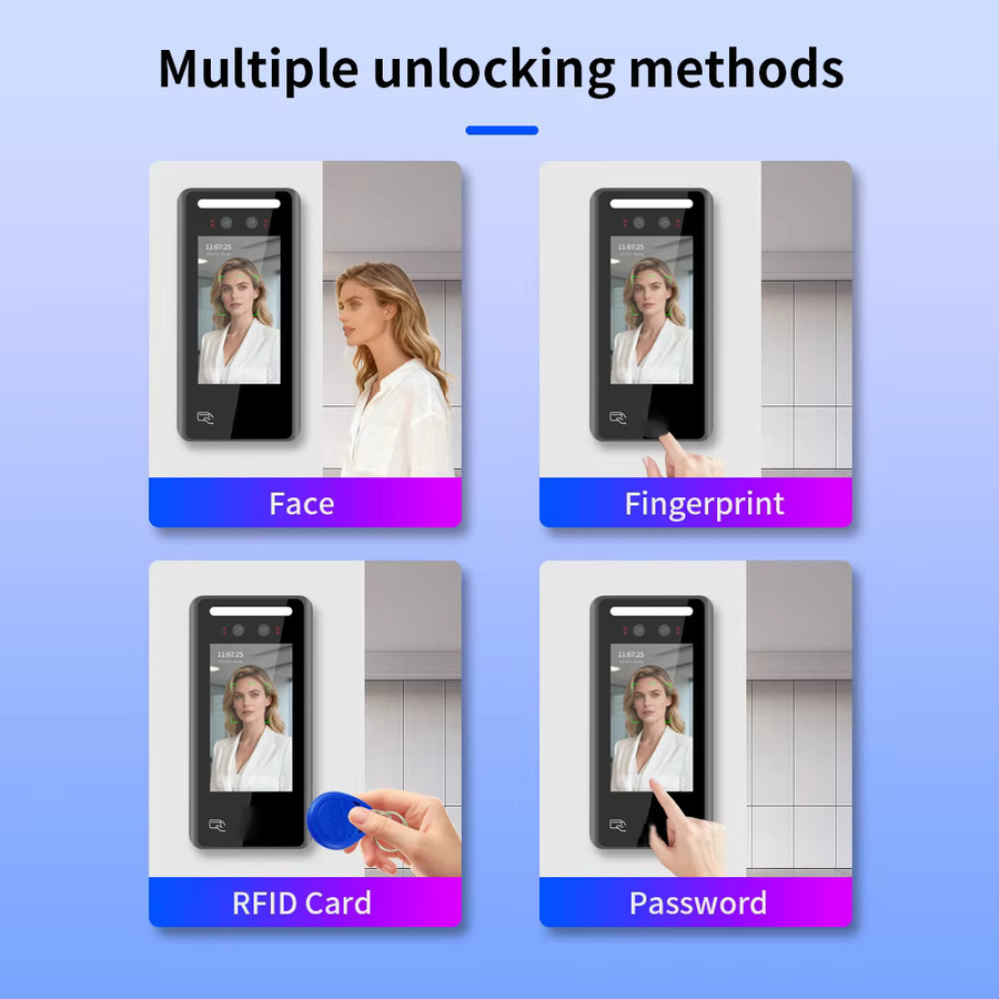 LUCKING DOOR All-In-One Zeiterfassungsgerät mit 4,5 Zoll Display, dynamischer Gesichtserkennung, RFID-Karte und USB, Schwarz - Bild 4
