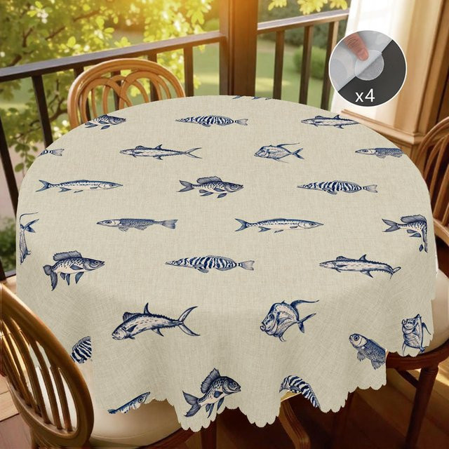 Wasserdichte rechteckige Tischdecke von JINGYUE Pet mit Blumenmuster und USA-Flaggen-Design in Rot, Blau und Beige, B/T: 140 x 180 cm - Bild 1