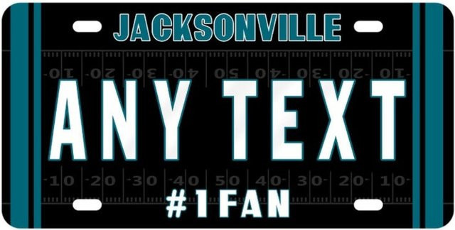 Personalisiertes Jacksonville Jaguars Aluminium-Nummernschild von CIFBUY in Schwarz und Weiß zur Auto- oder Heimdekoration - Bild 1