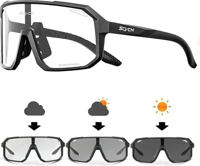 SCVCN Sportsonnenbrille, Photochrome, Vollrand, Kunststoff, Unisex, Schwarz - Bild 1