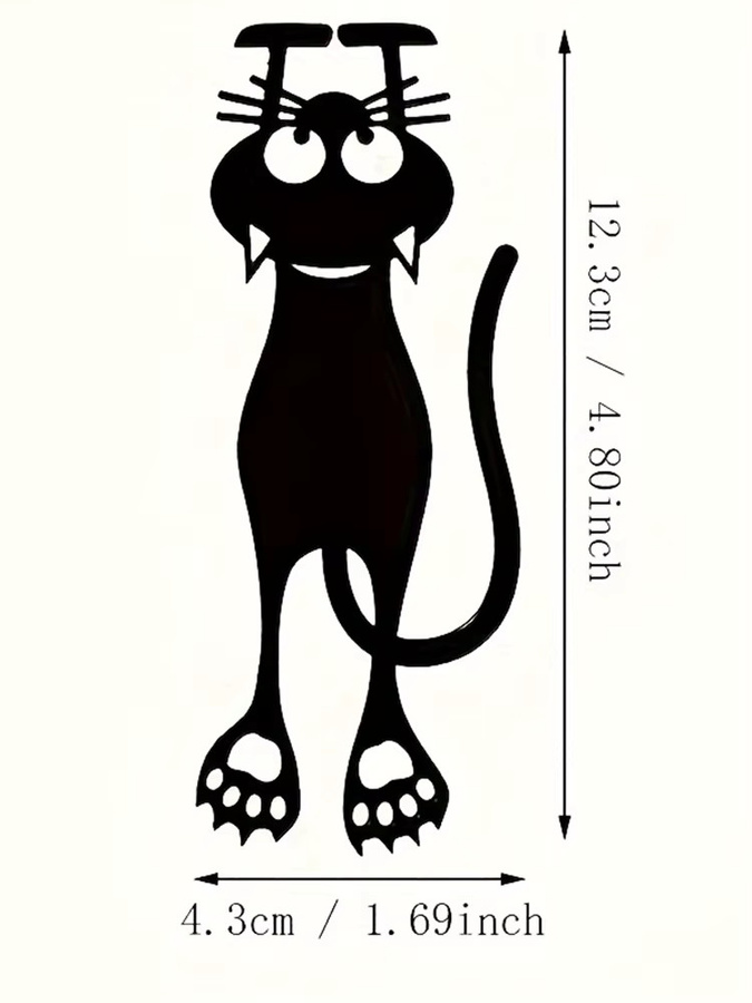 Kawaii 3D-Lesezeichen Set mit schwarzer Katze aus Kunststoff für Schüler und Lehrer - Bild 3