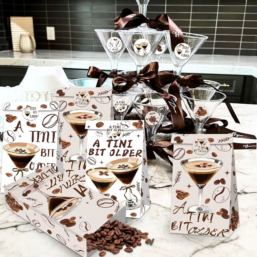 LaVenty 12-teiliges Espresso-Martini Partygeschenkset aus Papier für Geburtstage und Erwachsene - Bild 3