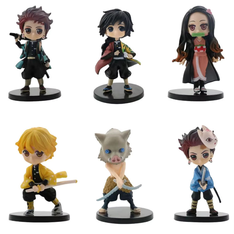 Bandai Anime Dämon Slayer Figuren Set 6-teilig, Kamado Tanjirou und Kamado Nezuko Mini Edition, mehrfarbig, Höhe: 7 cm - Bild 5