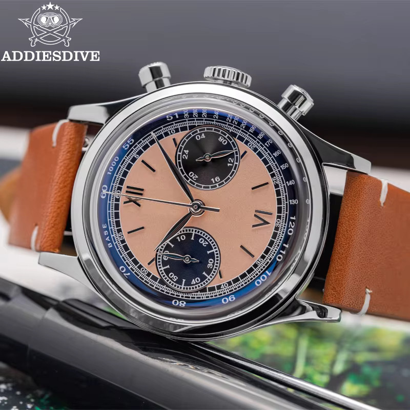 ADDIESDIVE Chronograph Quarz, 38 mm, Lederarmband, Herren - Bild 2