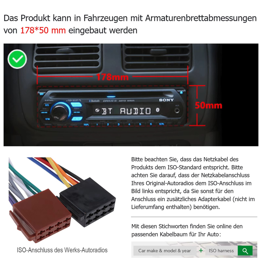 ESSGOO 1DIN Universal Android 15 Autoradio mit 6,86 Zoll Display, 4+64G, Kabelloses Carplay, Bluetooth, USB Typ-C, GPS, WIFI und RDS in Schwarz - Bild 6