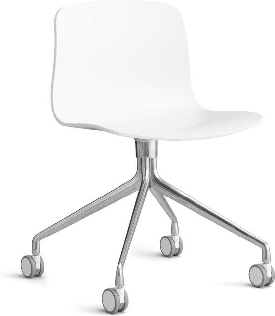 HAY About A Chair AAC 14 Schwenkbarer Stuhl in Weiß mit Rollen aus Polypropylen und Aluminium - Bild 1