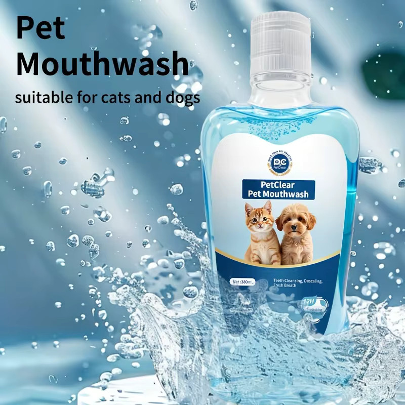 PetClear Haustier-Mundreinigungswasser für Hunde und Katzen zur Zahnpflege und Zahnstein-Entfernung, Blau, 380ml - Bild 3