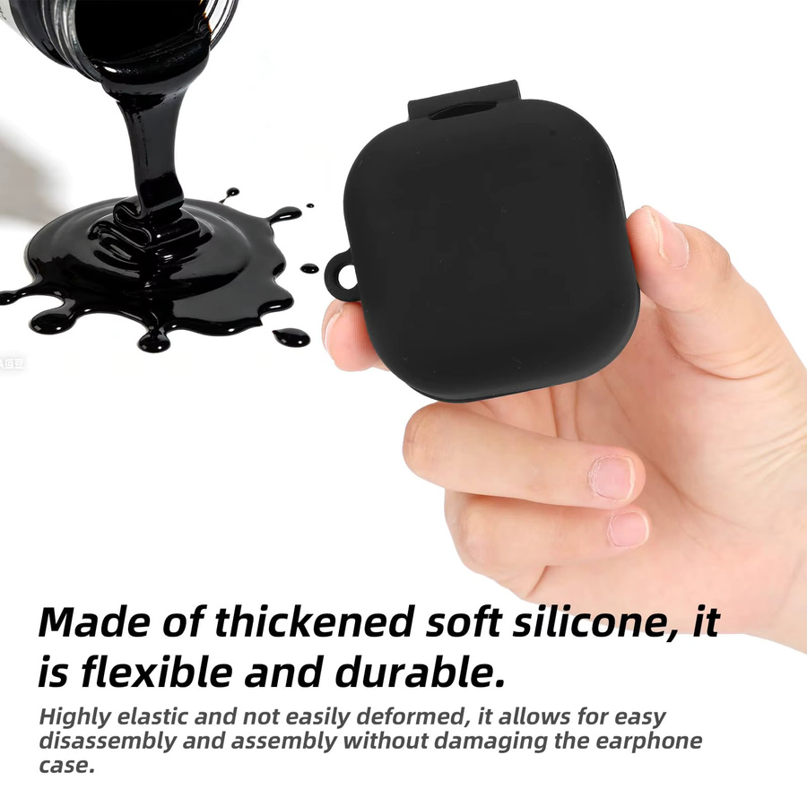 Samsung Silikon-Schutzhülle für Galaxy Buds 4 und Buds 4 Pro mit Karabiner in Schwarz und Transparent - Bild 4