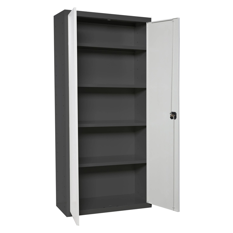 PROREGAL Stahlschrank AMEGO Metallschrank mit Flügeltüren in Weiß-Anthrazit, H x B x T: 180 x 60 x 40 cm - Bild 2