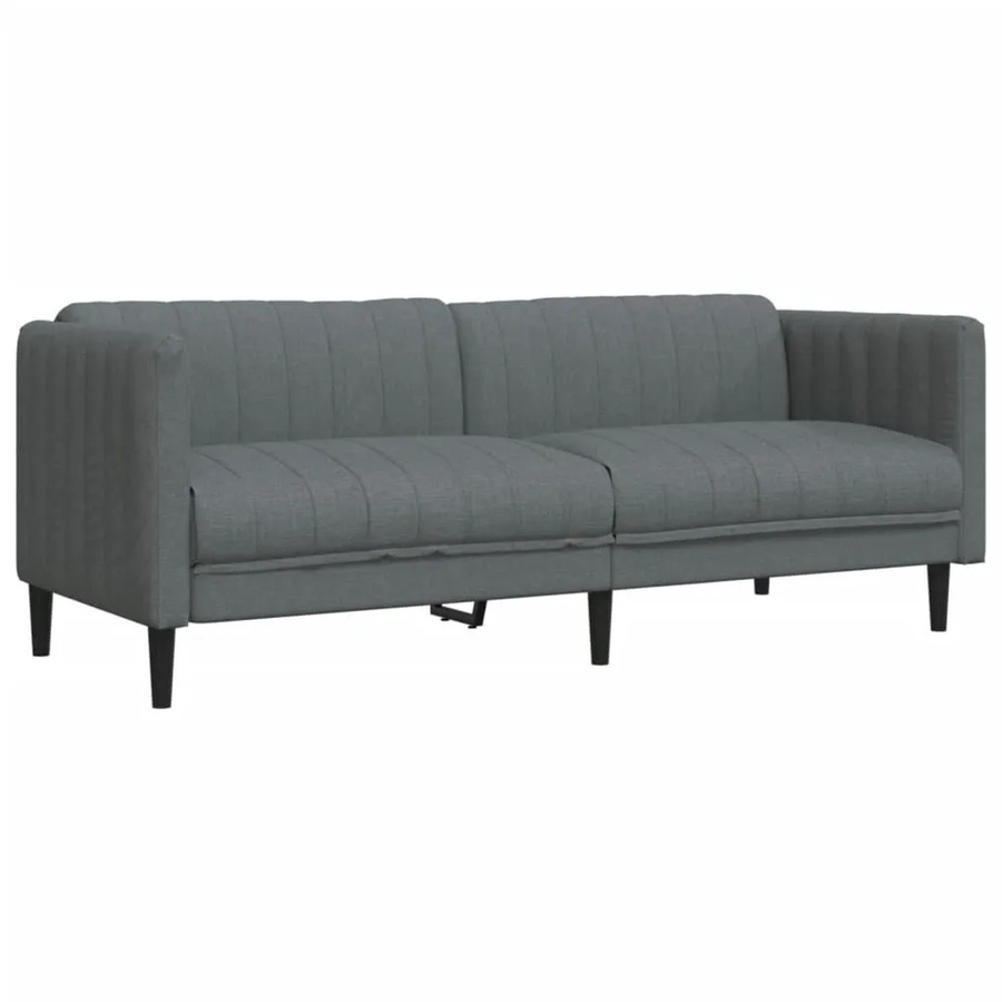 vidaXL 3-Sitzer Sofa Dunkelgrau mit Stoffbezug und Massivholzrahmen B: 193 cm, H: 76,5 cm, T: 74,5 cm - Bild 2