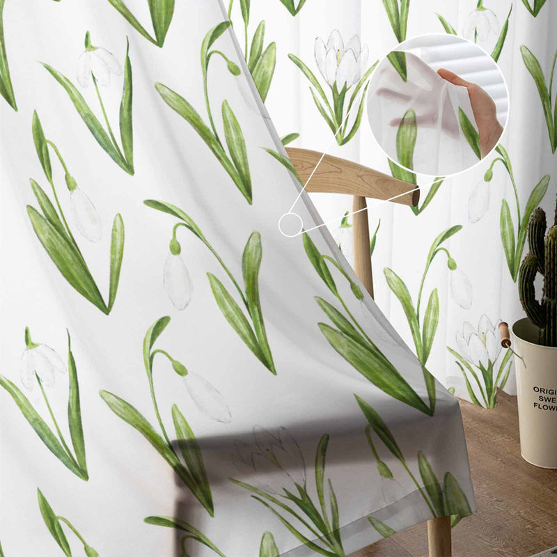 Super Six Chiffon-Fenstervorhang mit Tulpenblumen und Aquarellpflanzen in Weiß, Breite: 135 cm, Höhe: 114 cm - Bild 5