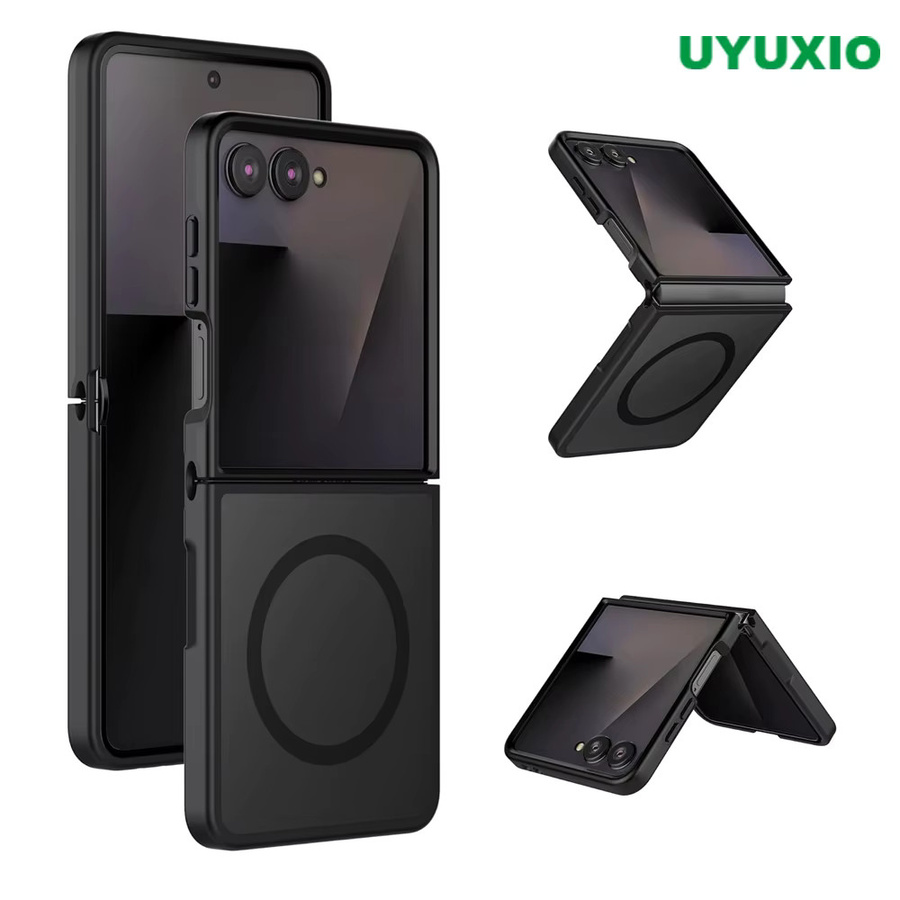 UYUXIO Magnetische Kabellose Ladehülle für Samsung Galaxy Z Flip 7, Schlanke Robuste Durchsichtige Hülle mit Magnet, Transparent - Bild 3