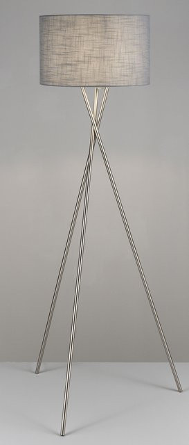 Stehleuchte LIA von casa NOVA in Silber und Grau mit Stoffschirm, Höhe: 160 cm, Durchmesser: 54 cm - Bild 1
