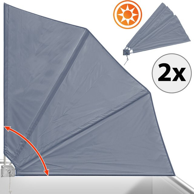 Detex 2er-Set Balkonfächer Paravent Anthrazit klappbar B/H: 140 x 140 cm - Bild 1