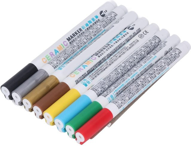 Wosawe Keramikmarker Set mit 8 Farben für DIY-Keramikkunst, permanent und ohne Brennen, weiß - Bild 1