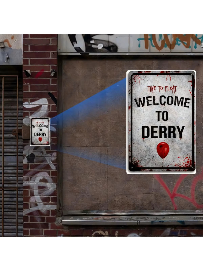 Metallblechschild Potdemiel Welcome to Derry Vintage Horror Wanddeko für Halloween - Bild 2