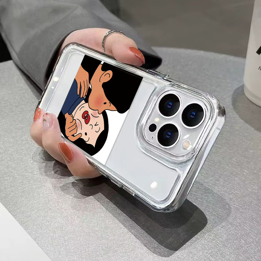 Ojeleye Liebe Paar Handyhülle für iPhone 17 Pro, 16, 15, 14, 13, 12, 11 und Pro Max, Soft Case Cover in Schwarz und Transparent - Bild 4