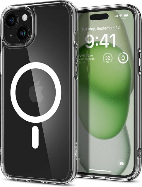 Spigen Ultra Hybrid MagSafe Schutzhülle für Apple iPhone 15 in Weiß und Transparent - Bild 1