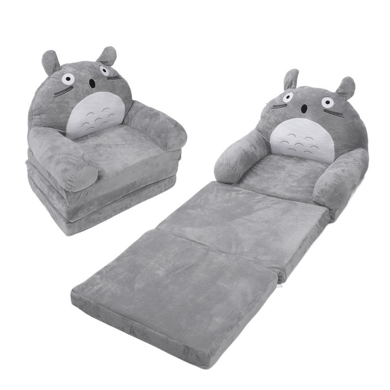 Aimo Faltbares Kindersofa in Grau mit Cartoon-Tier-Design aus Schaumstoff und Textil - Bild 7