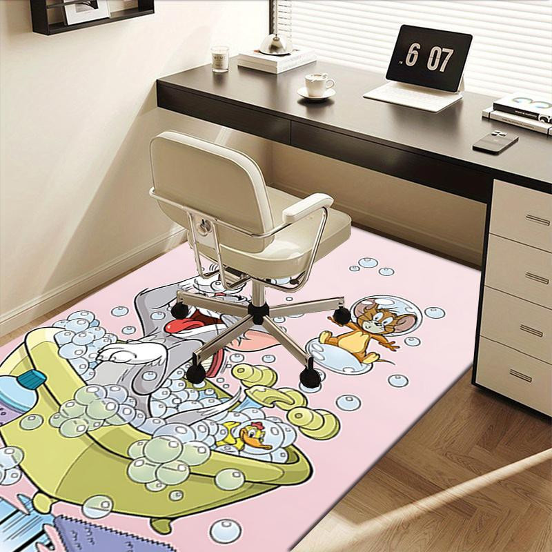 Yun Heng Three Bürostuhlmatte mit Tom & Jerry Cartoon-Design, rutschfest und waschbar, Polyester, B/T: 90 x 60 cm, Mehrfarbig - Bild 3