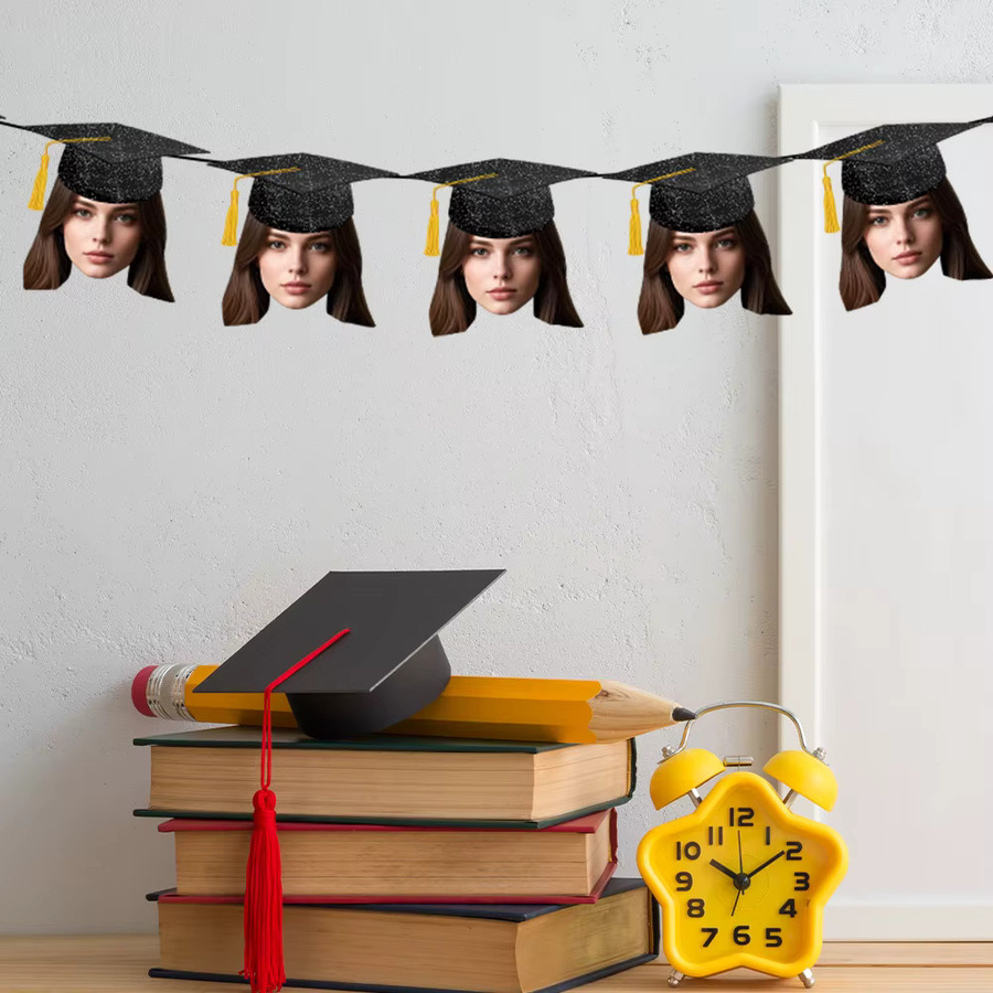 10 Stück personalisierte Abschluss-Wimpelkette mit Foto-Gesichtern von cyuan für deine Abschlussfeier 2025 - Bild 2