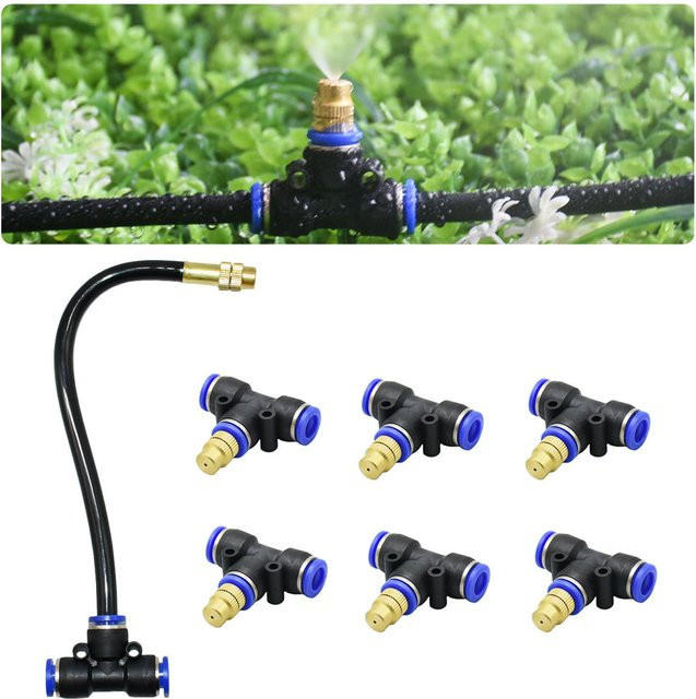 WHWH Outdoor-Nebelkühlsystem Sprinklerdüsen mit 8mm T-Stück und gerader Push-Lock-Verbindung für Deine Gartenbewässerung - Bild 1