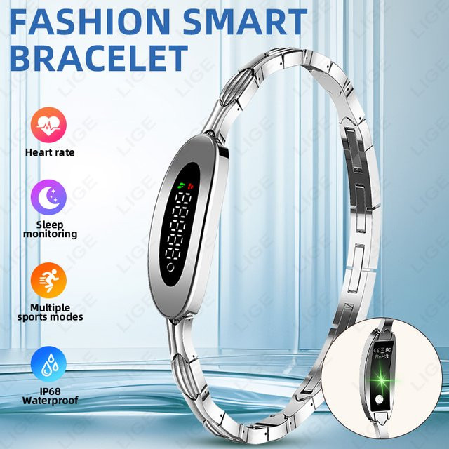 LIGE Smartwatch mit Anruf- und Nachrichtenerinnerung in Silber für Damen und Herren - Bild 1