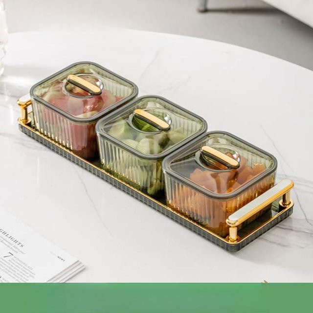 Yiran Furniture Transparente Obstschale aus Acryl als Aufbewahrungsbox für Snacks und Nüsse, Farbe: Transparent - Bild 1