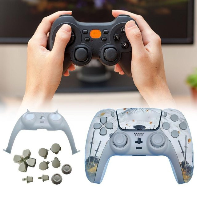 Schutzhülle für PS5 Gamepad mit Touchpad-Abdeckung und Griff-Cover in Weiß und Multicolour - Bild 1
