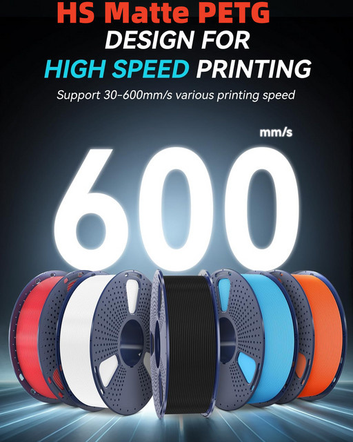 JAYO 5 Rollen 3D PETG Filament 1,75mm Matt Hochgeschwindigkeits-Filament für FDM Drucker - Bild 1