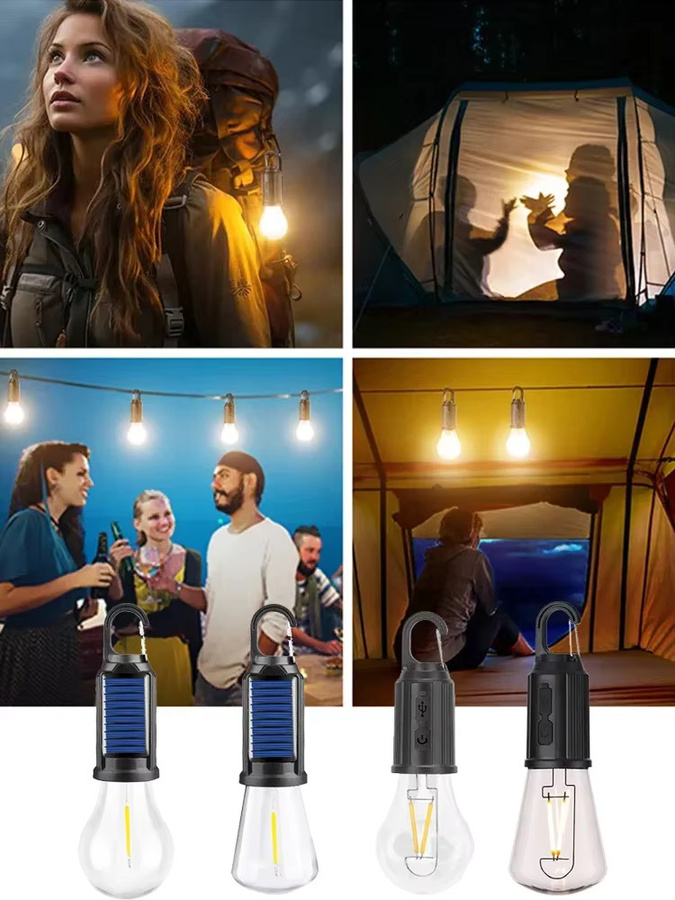 VENUSWING Solar-LED-Außenleuchte in Schwarz, wasserdichte tragbare Camping-Laterne mit warmweißem Licht und Haken für Outdoor-Nutzung und Notbeleuchtung - Bild 6
