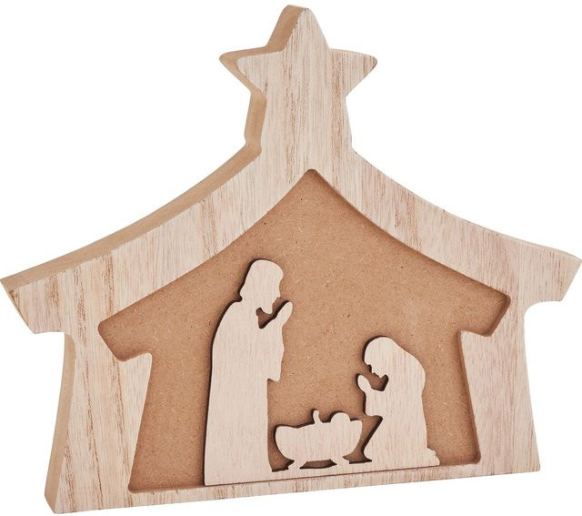 VBS Holz-Krippe mit Vertiefung in Beige und Braun für deine Weihnachtsdekoration - Bild 1