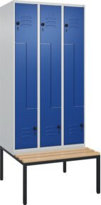 C+P Z-Spind Classic PLUS Sitzbank mit 6 Fächern und Sicherheits-Drehriegel, Sitzfläche aus Buche-Hartholz, B/T/H: 212,0 x 90,0 x 81,5 cm - Bild 1